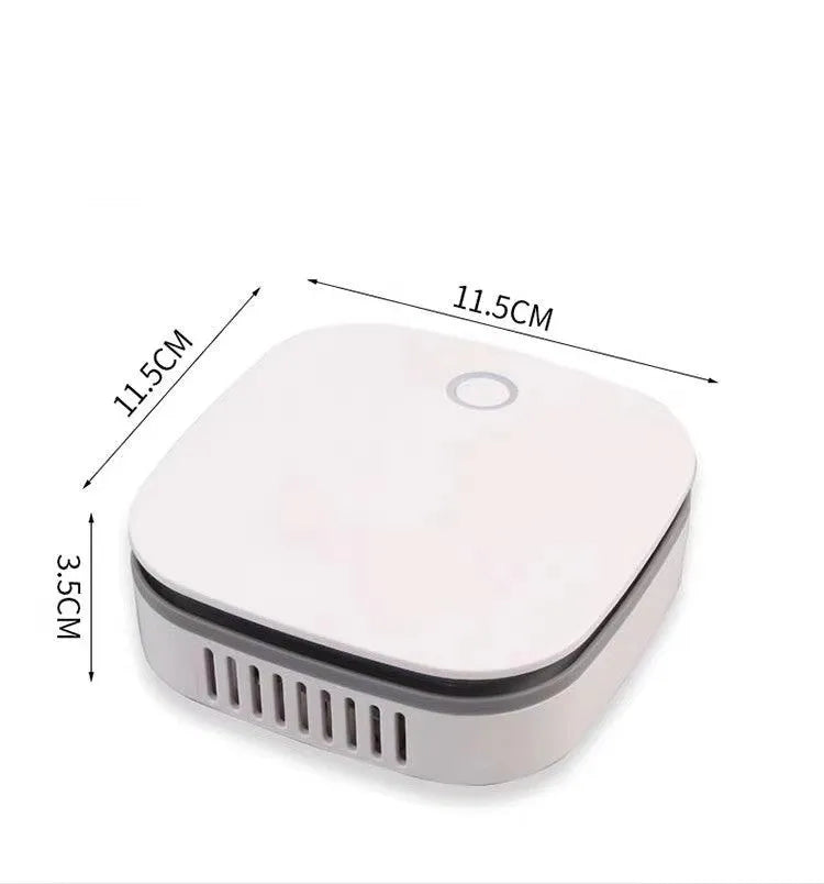 White portable USB air purifier for car with negative ion disinfection.