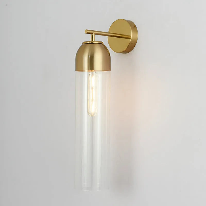 Modern minimalist glass wall lamp 10x40cm with five colour options including blue amber and milky white