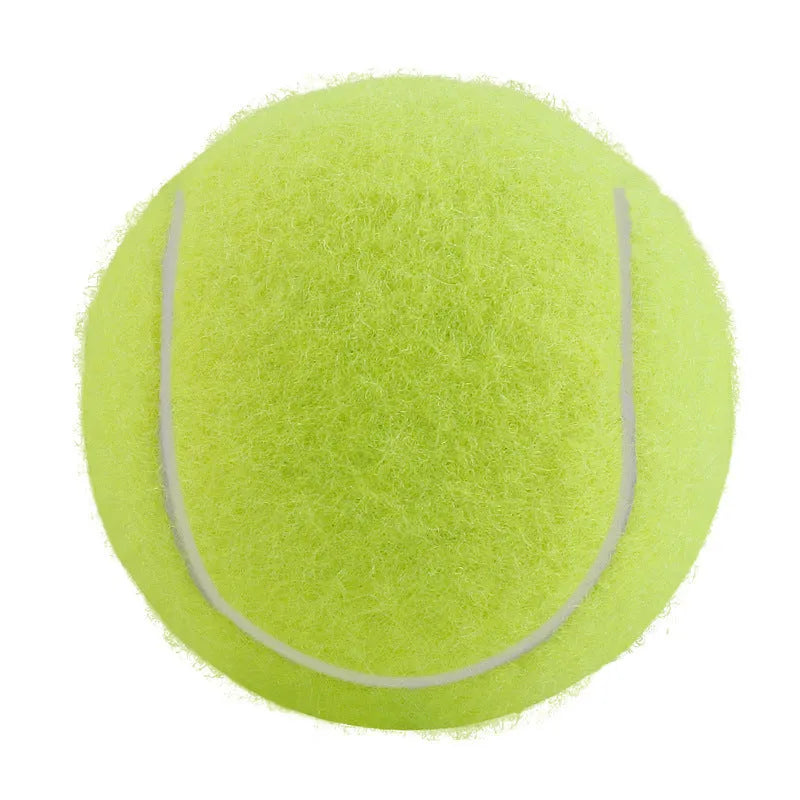 6.3cm diameter rubber dog tennis ball in assorted colours including blue, pink and green.