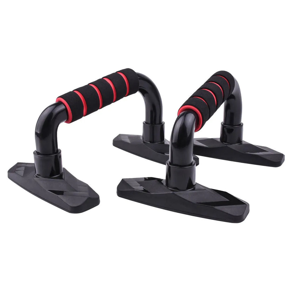 Pair of I-shaped diamond push up bars in PP sponge foam, shown in available colours for strength training.