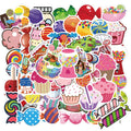 50 colourful candy series graffiti stickers with cartoon designs on sheets