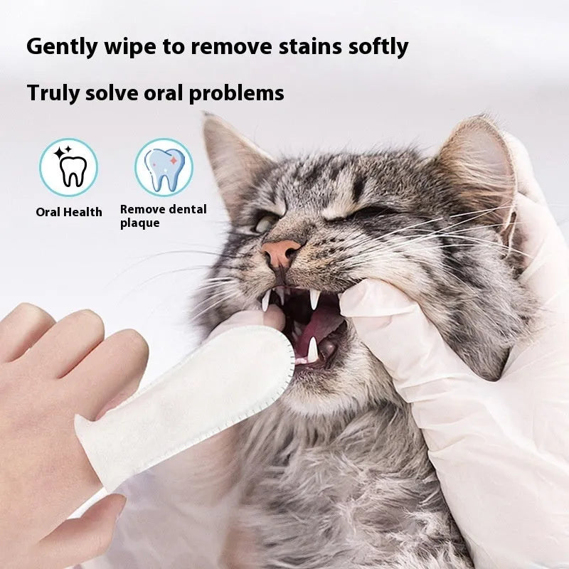 50-piece pack of non-woven fabric pet dental cleaning finger stalls for cats and dogs