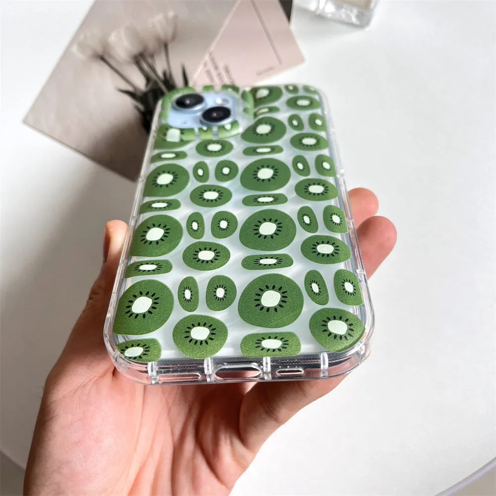 Transparent sliced kiwi fruit TPU phone case for iPhone, all-inclusive style