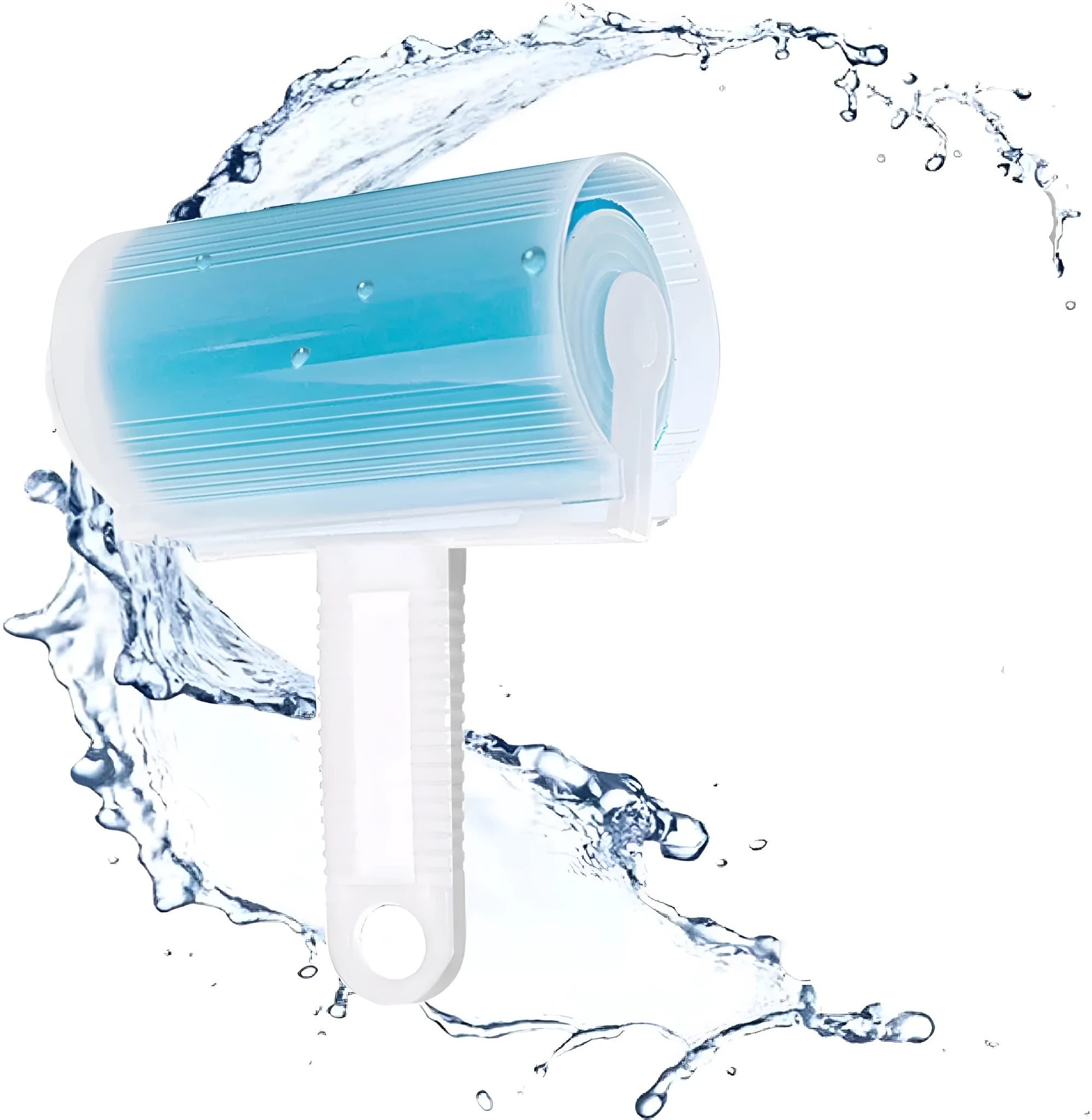 Blue reusable lint roller with cover for removing pet hair from fabrics