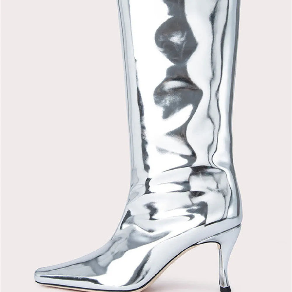 Women's square toe cowboy boot in microfiber, shown in a choice of colours including black and brown stone pattern.
