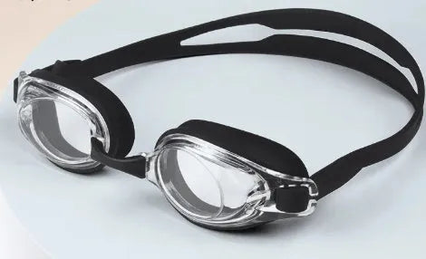 Myopia swimming goggles with prescription lenses in protective case