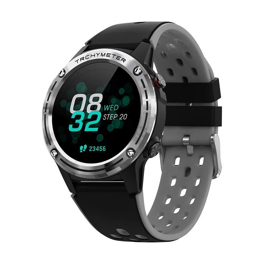 GPS smart watch with square touchscreen and silicone strap in multiple colour options