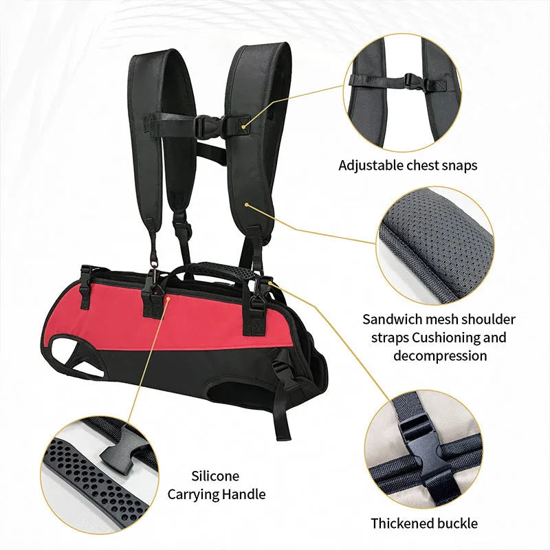 Multifunctional soft Oxford cloth pet backpack in black for outdoor walking, 50L capacity