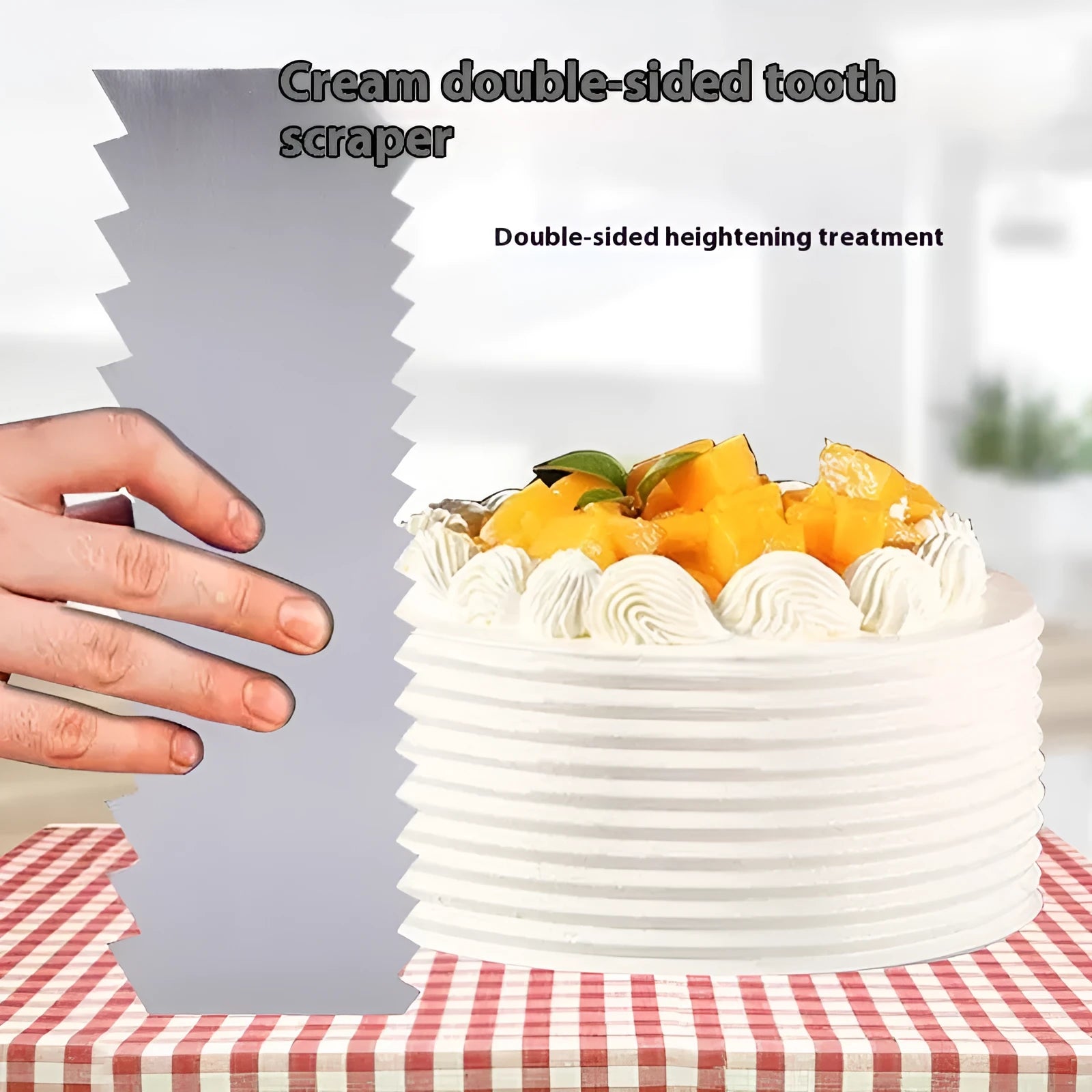 Stainless steel cream scraper with polygon cake patterns for baking decoration