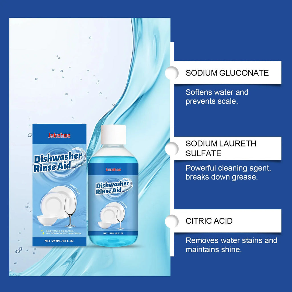 237mL bottle of dishwasher detergent aid cleaning gel for removing oil stains.