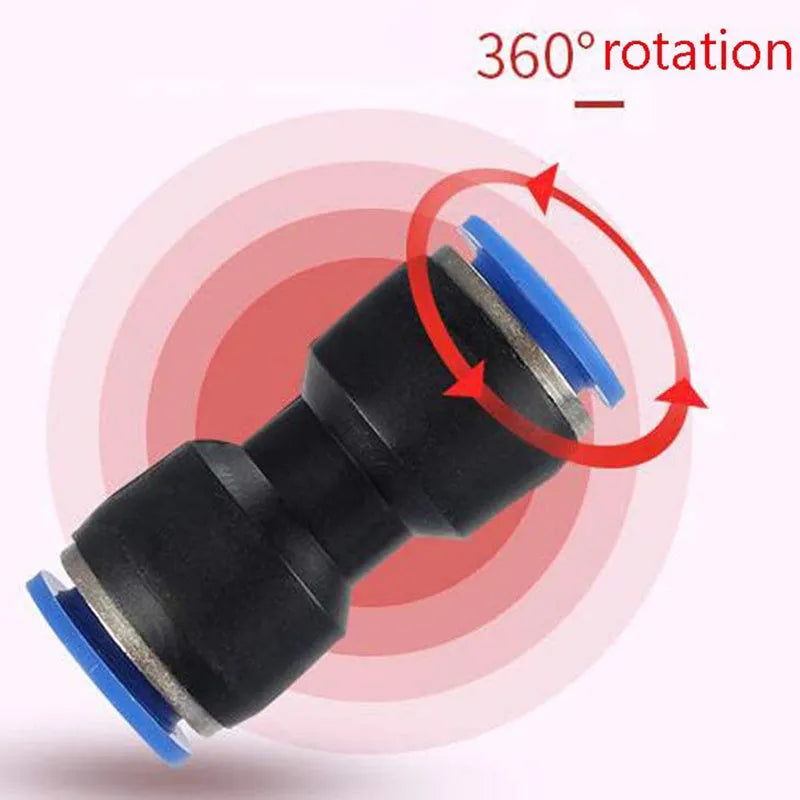Jinqi black pneumatic plastic straight through butt quick connector for 4-16 mm tubes, 100-pack