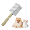 Wooden handle pet grooming comb for dogs and cats with round safety needles