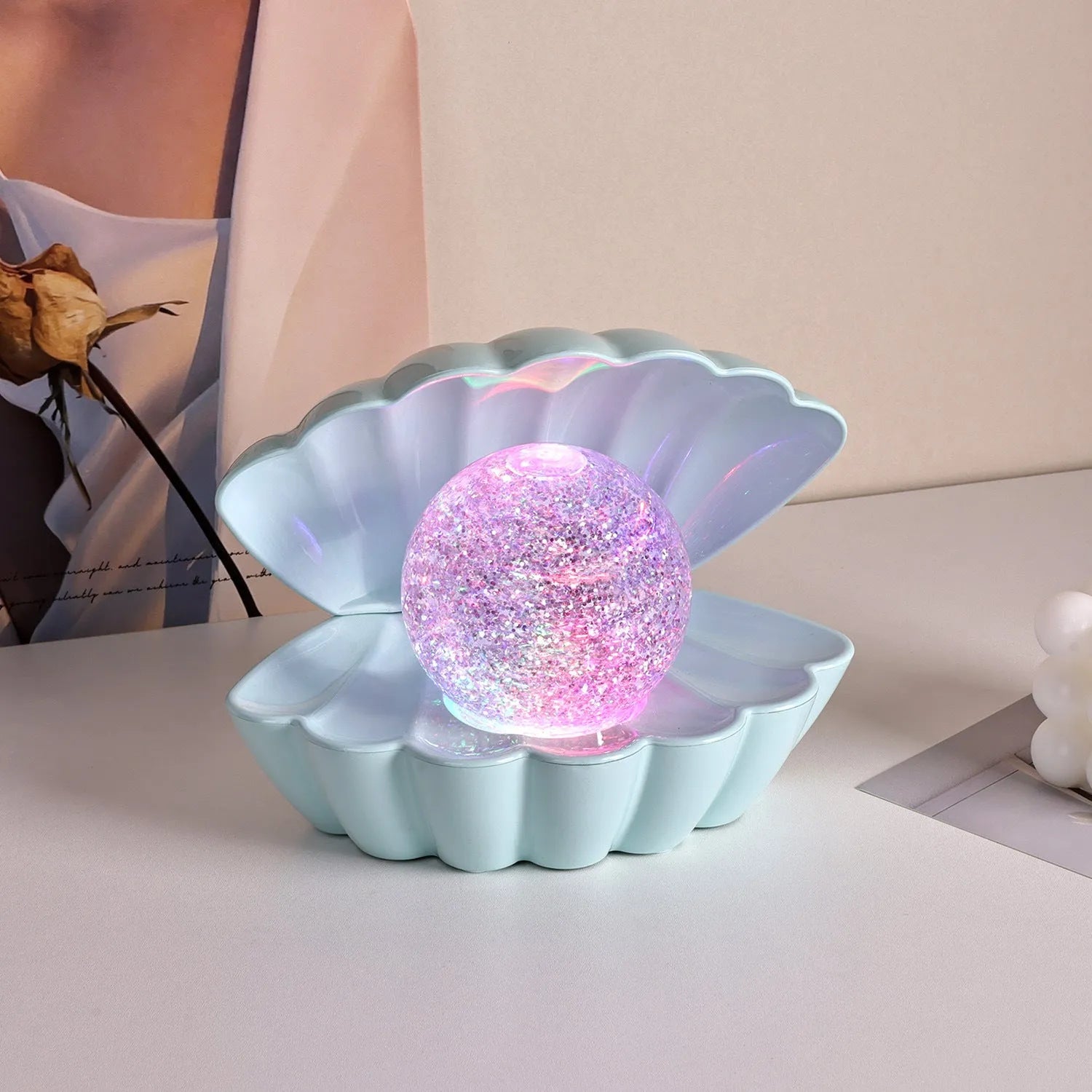 Shell-shaped neon decorative night lamp with battery power