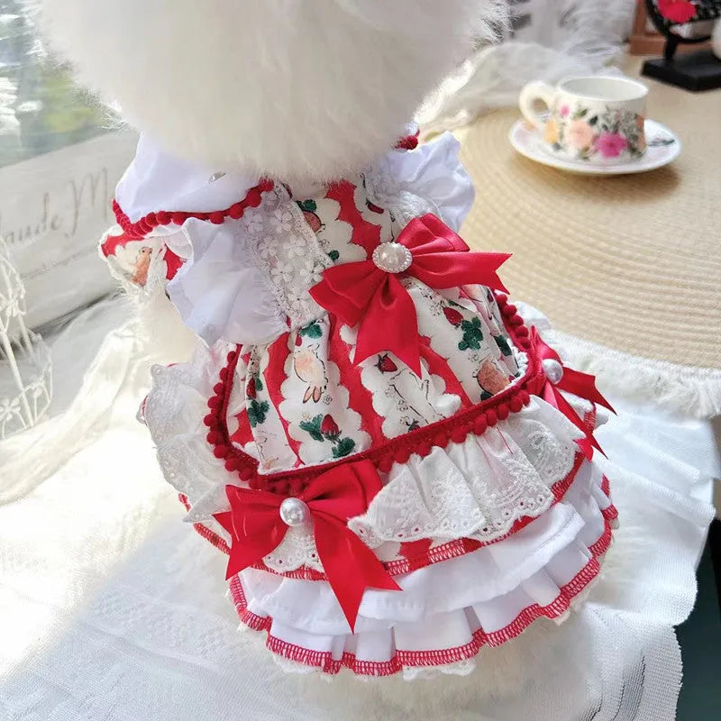 Rabbit skirt princess style pet dog dress in polyester with size measurements