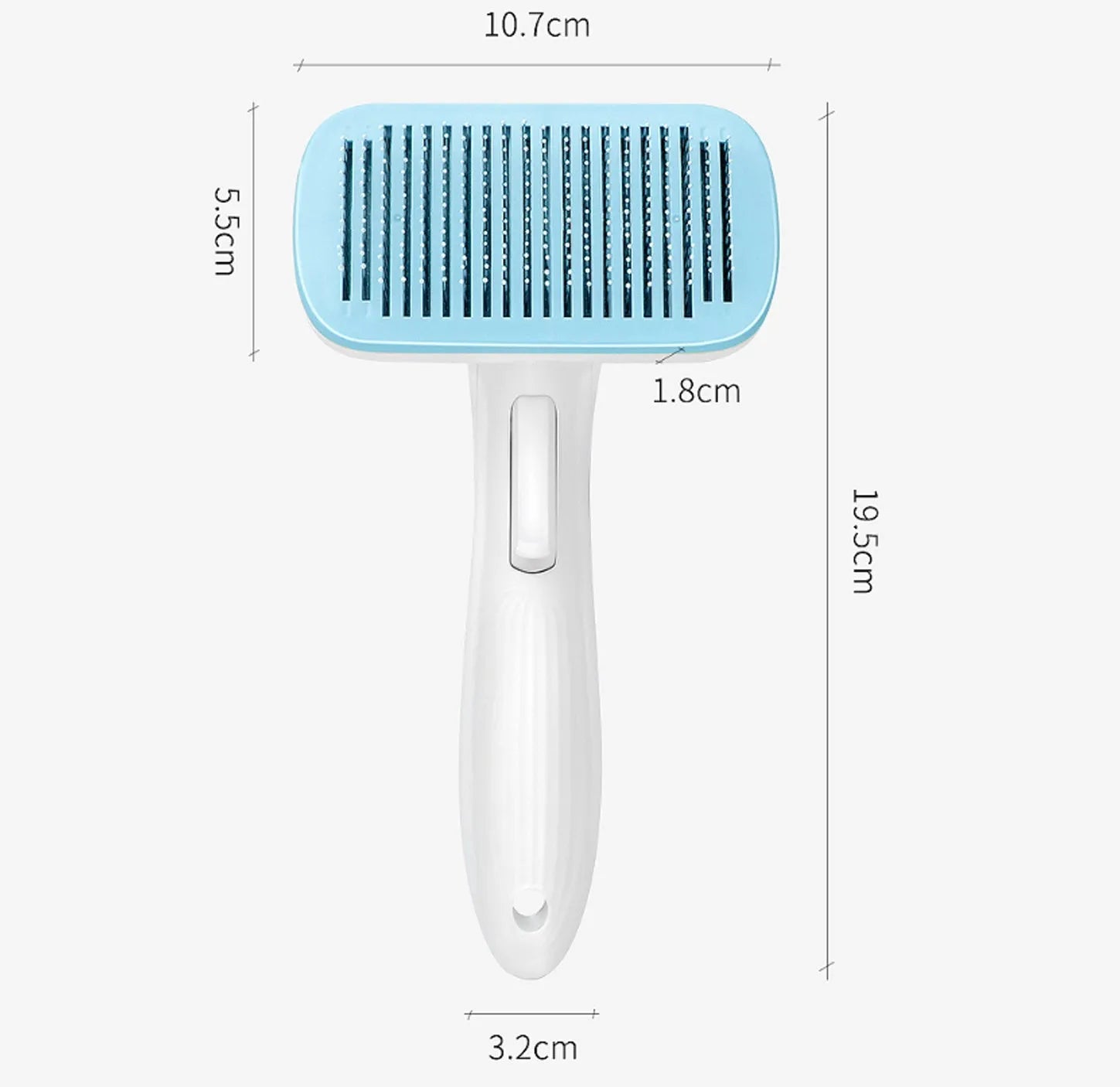 Automatic pet hair removal comb with one-click needle system in blue colour