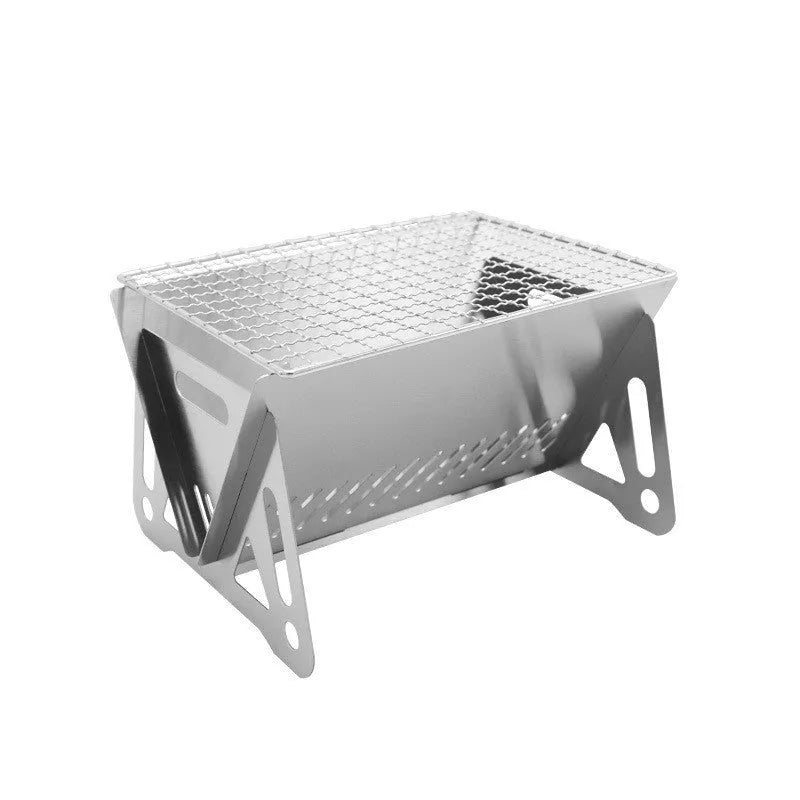 Folding stainless steel barbecue oven with large grill plate and storage bag