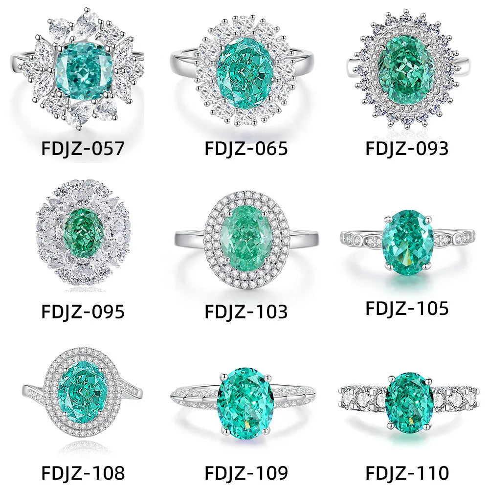 Sterling silver emerald ring with geometric design featuring Palaibahao inlay and high carbon diamond accents
