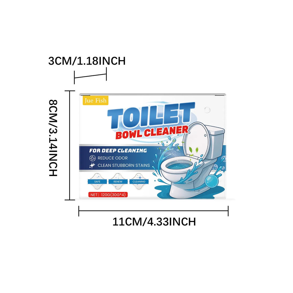 Pack of four 30g sachets of toilet bowl cleaning powder for urine stain and odour removal.