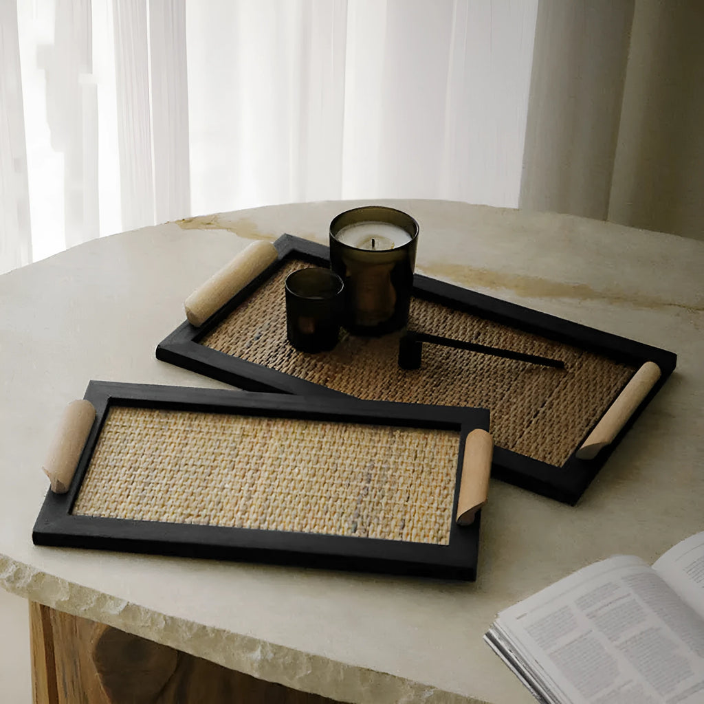 Pine wood compartment dining tray in large and small size options for organised serving