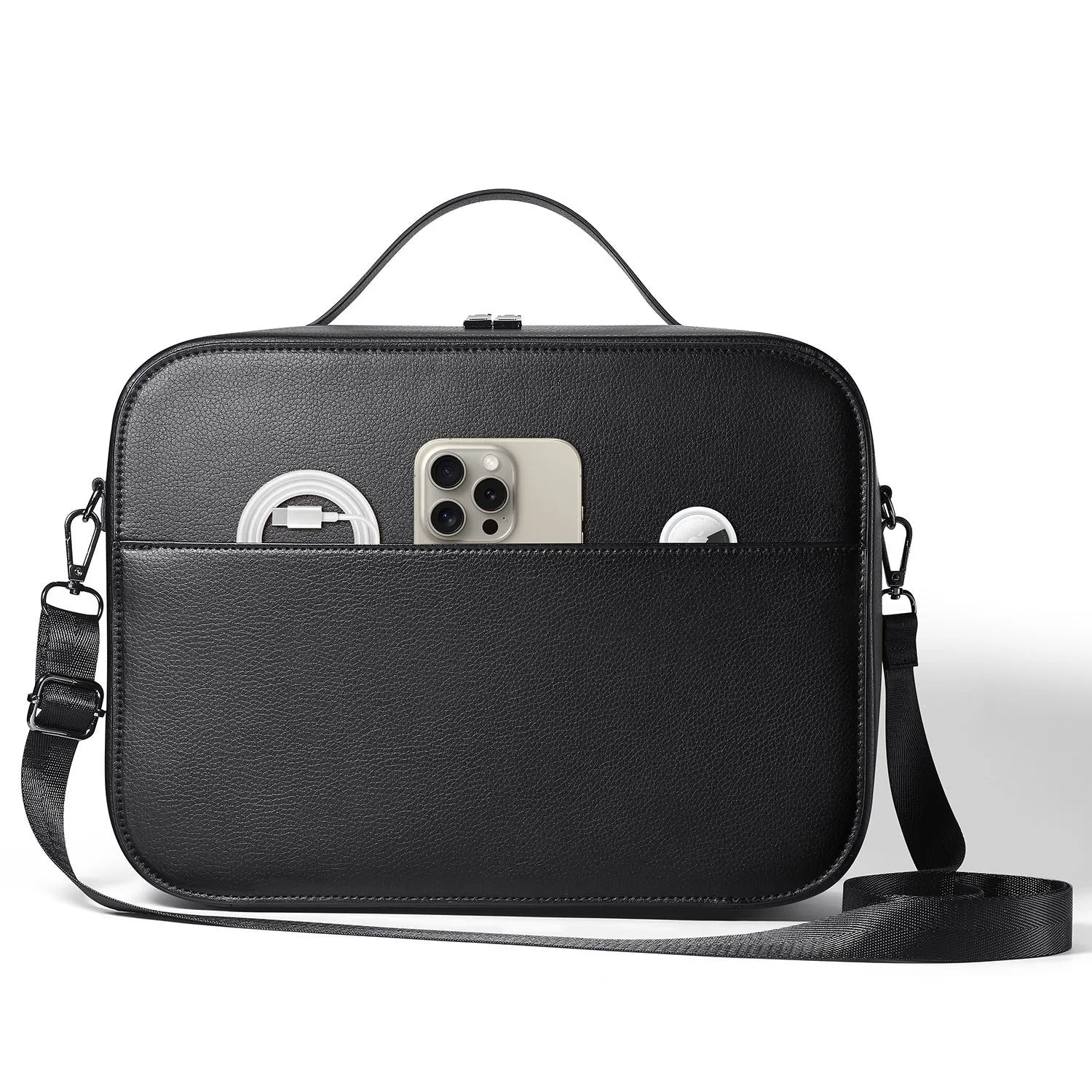Black superfiber MR glasses storage box showing internal dimensions for head-mounted equipment.