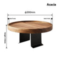 Wooden removable round tea cup tray bracket hooked on a sofa handrail for storage
