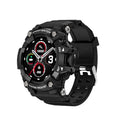 Black T6 tactical rugged smart watch with alloy case and 1.3-inch screen on wrist