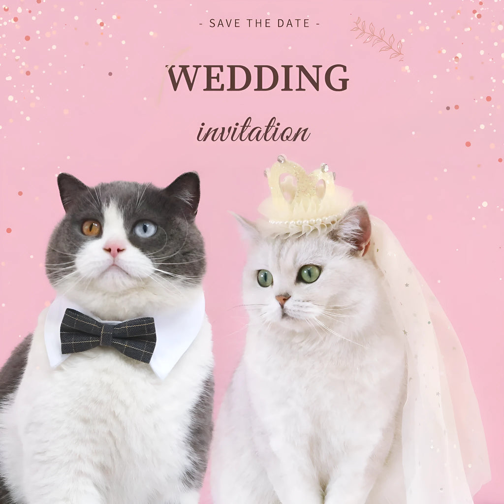A beige and a pink princess crown headdress for cats on a white background.