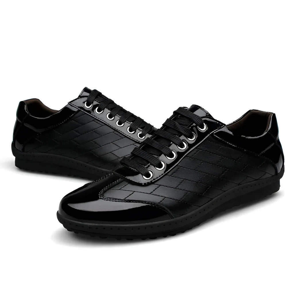 Men's genuine leather oxford shoes in black, handmade, view from side