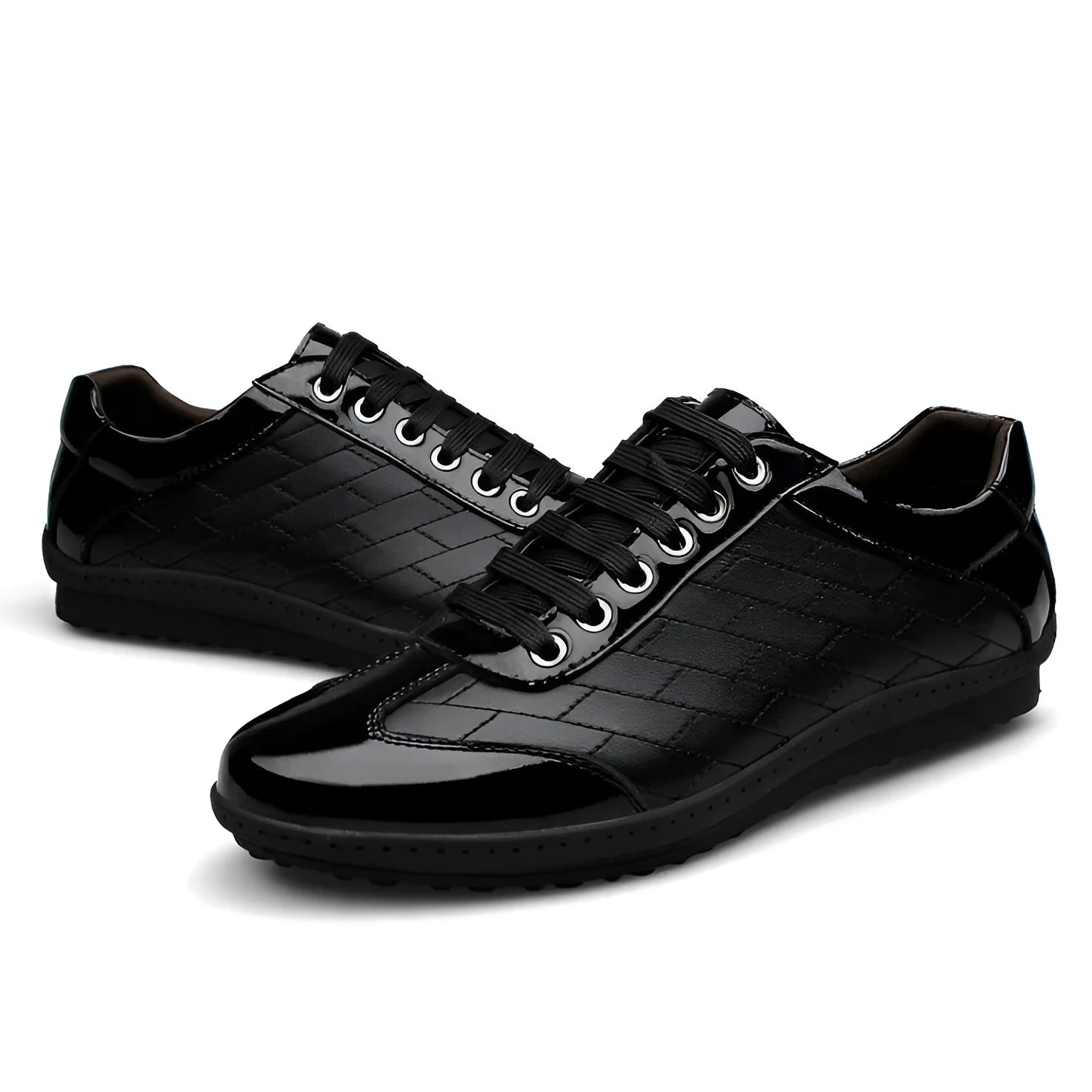 Men's genuine leather oxford shoes in black, handmade, view from side