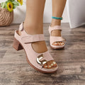 Velcro Roman sandals round toe PU upper light brown colour on white background