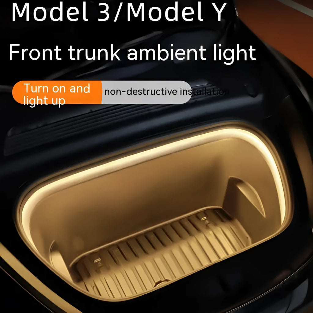 Tesla Model 3/Y front centre console ambience light modification kit with soft silicone light bar in three colour options