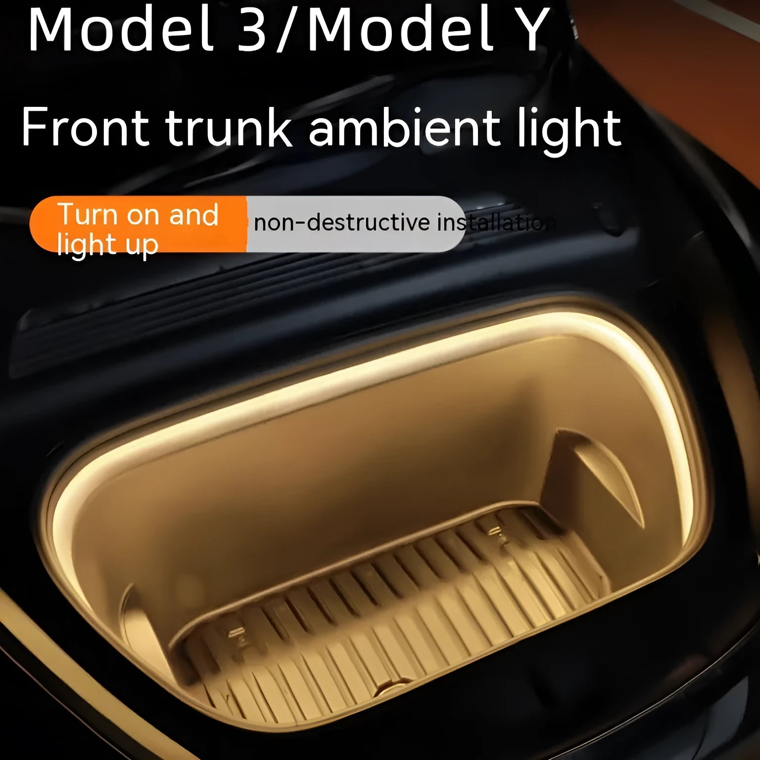 Tesla Model 3/Y front centre console ambience light modification kit with soft silicone light bar in three colour options
