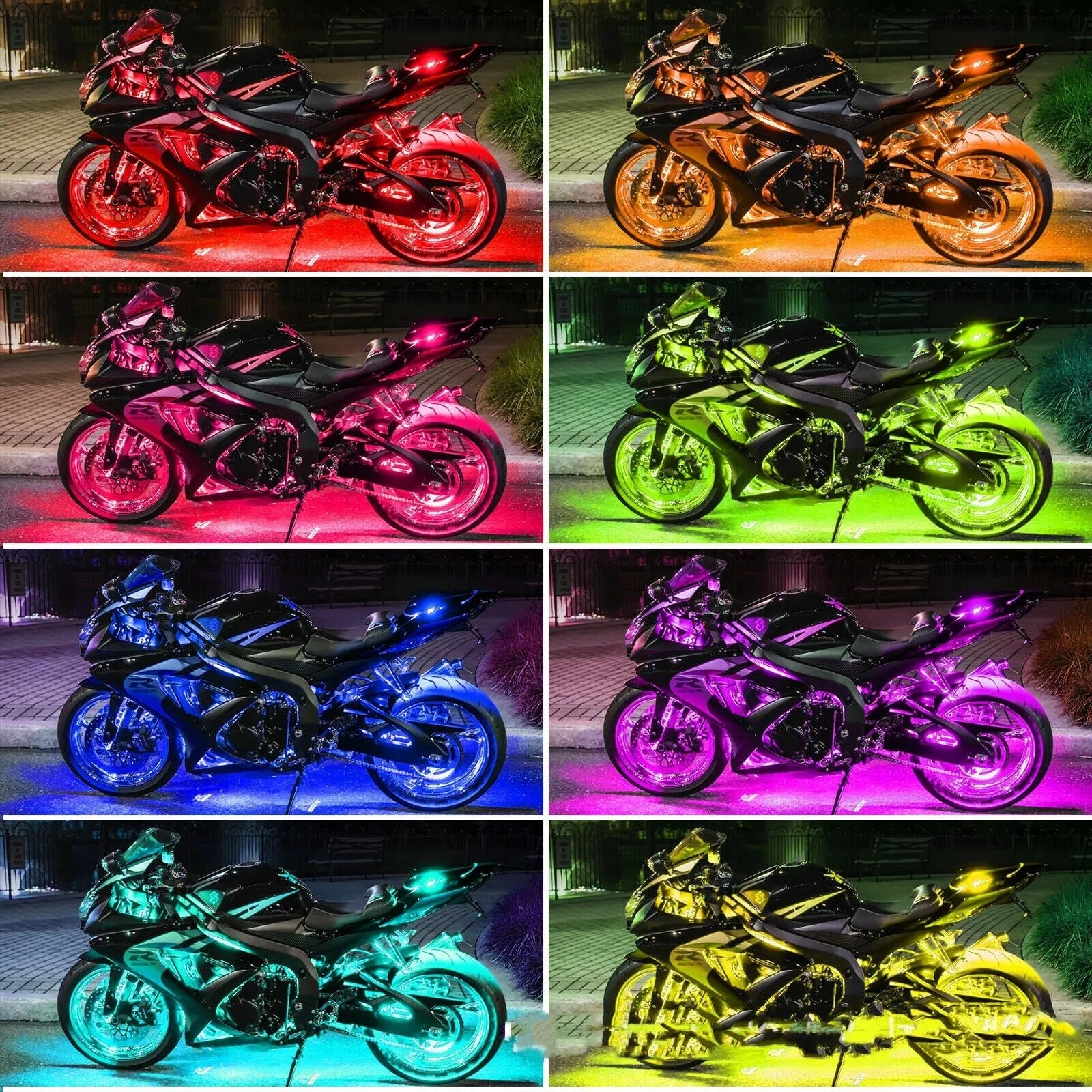 RGB vehicle interior light kit with wireless remote control and flexible silicone strip