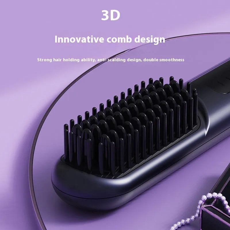 Portable charging negative ion straight hair comb in blue, grey, or white.