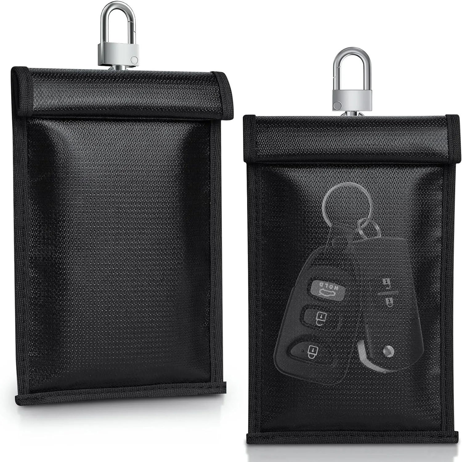 Fireproof fabric mobile phone bag with glass fibre and RFID blocking in solid colour
