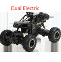 Large black 2.4G remote control four-wheel drive off-road climbing car on rough terrain