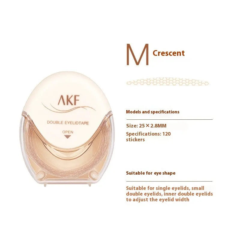 Roll of double eyelid stickers showing invisible lace design for natural eyelid definition