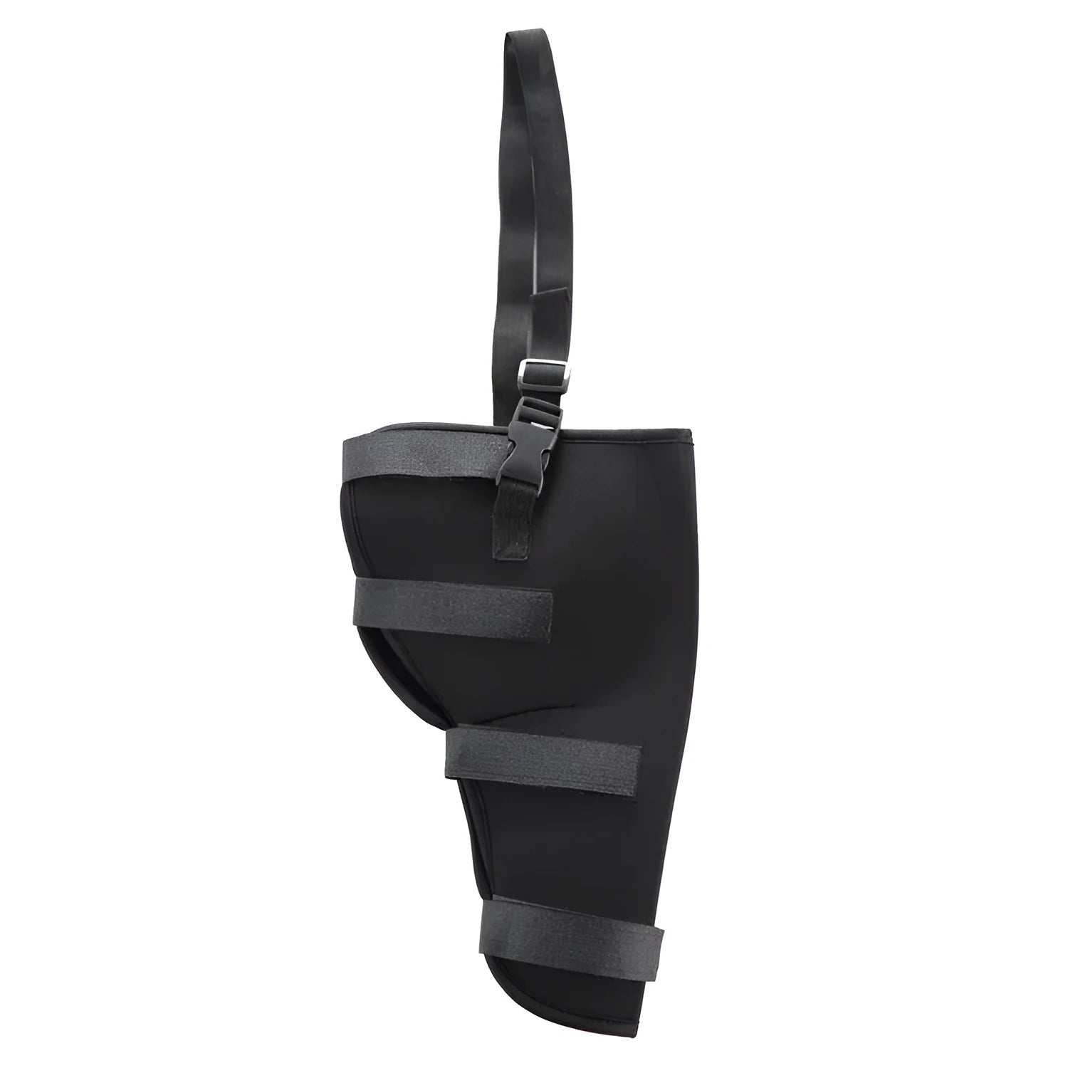 Pet leg rehabilitation foot support in black SBR material with adjustable wrap design