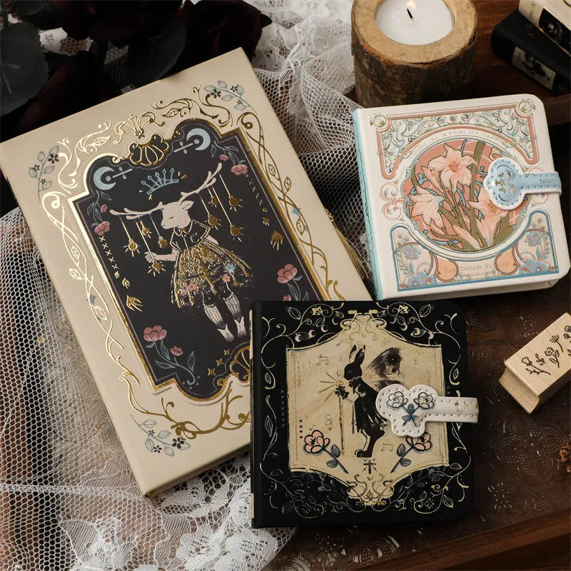 Retro Art THALO gothic style A5 notebook with 40g wood pulp paper in Little Rabbit, Forest, or Red Fruit Temptation cover designs