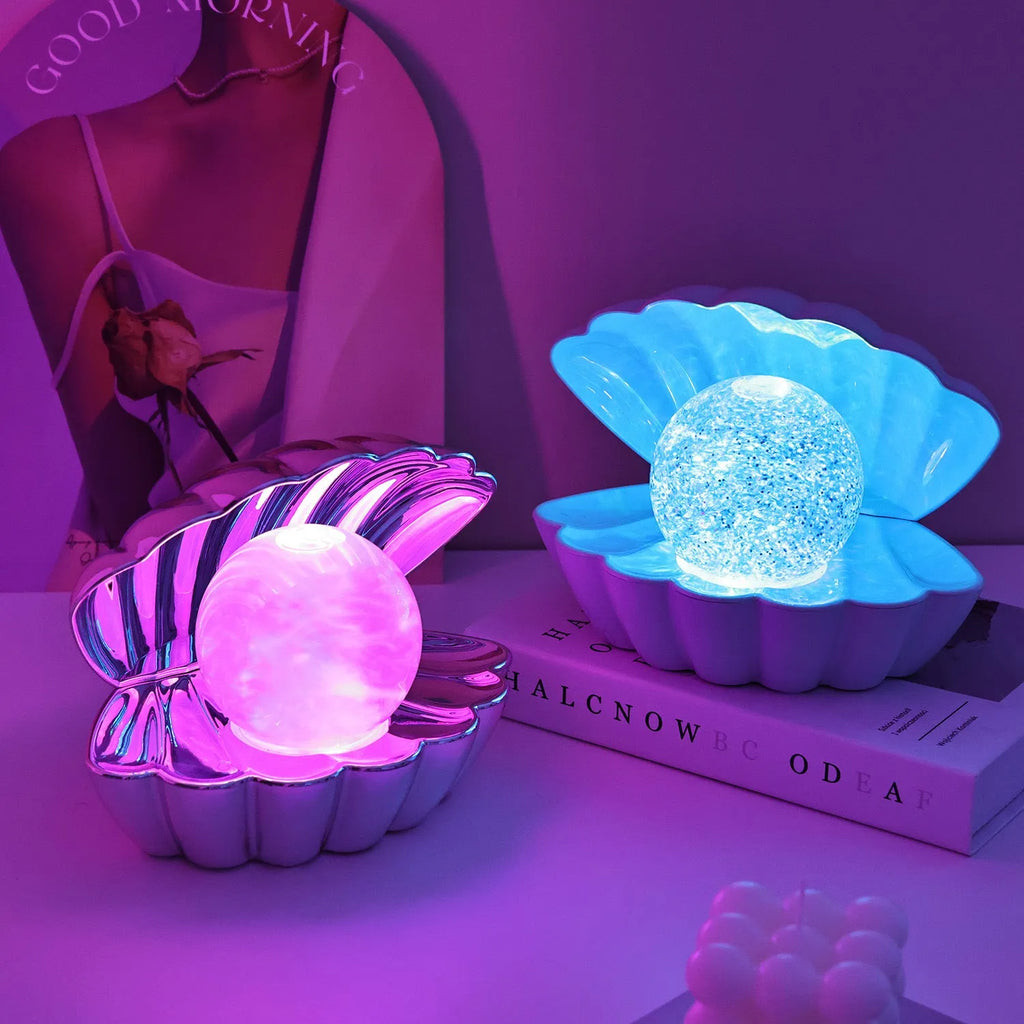 Shell-shaped neon decorative night lamp with battery power