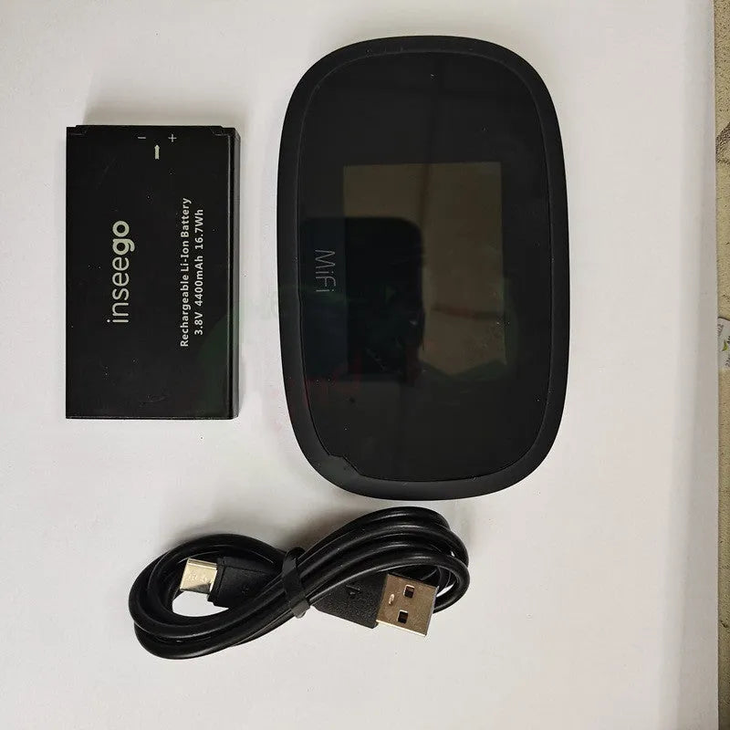 Black portable 4G WiFi router with compact design measuring 10x20x3cm