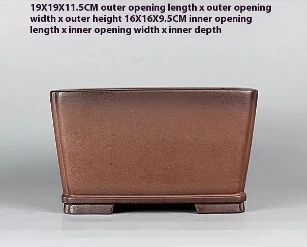 Brown handmade purple clay antique flower pot with classical design measuring 19x19x11.5 cm