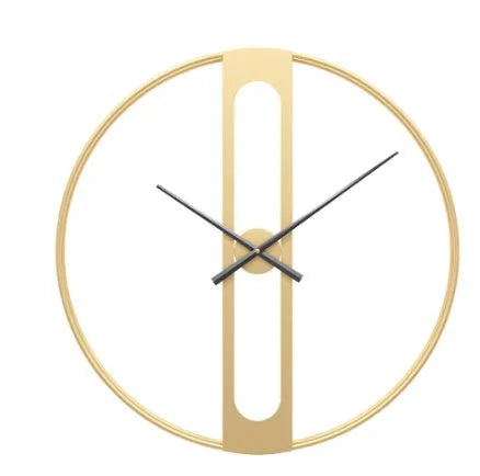 Round metal wall clock measuring 50cm in diameter available in black or gold colour