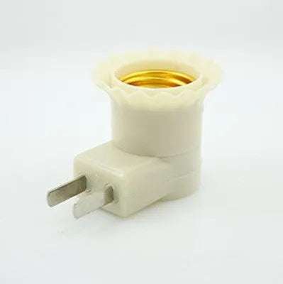 White E27 screw lamp holder wall plug adapter with integrated on/off switch