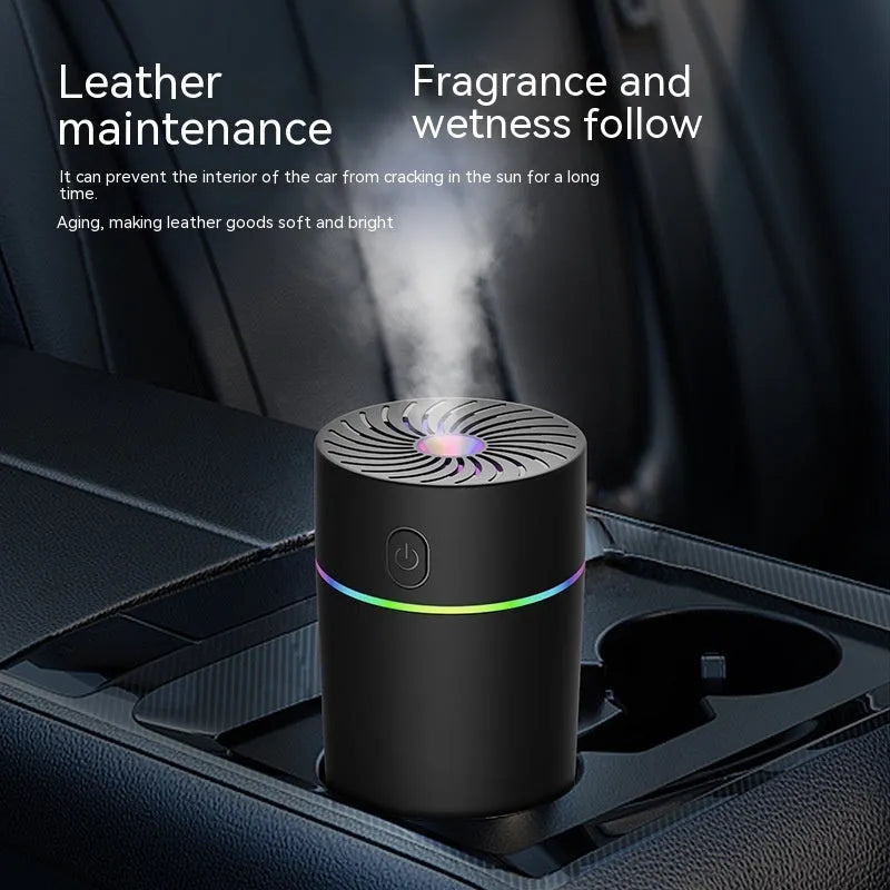 Car USB mini humidifier for automobile aromatherapy in black and white colour options