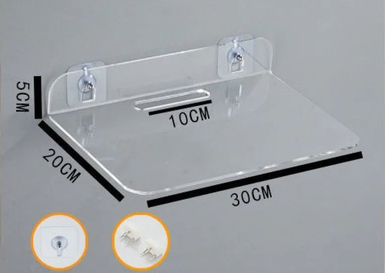 Acrylic right angle camera monitoring bracket, 13.5x11.5x5.5cm, no-drill wall mount in transparent finish