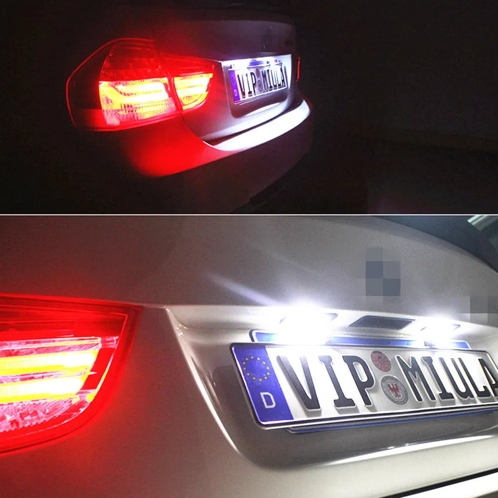 Volkswagen LED licence plate light kit for Golf, Polo, Phaeton models with 6000K white LEDs