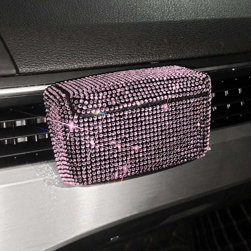Creative covered plastic car ashtray Full Diamond Series black colour 10x7x5cm