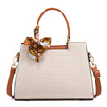 Milky white PU leather women's shoulder handbag with horizontal square shape and multiple internal compartments