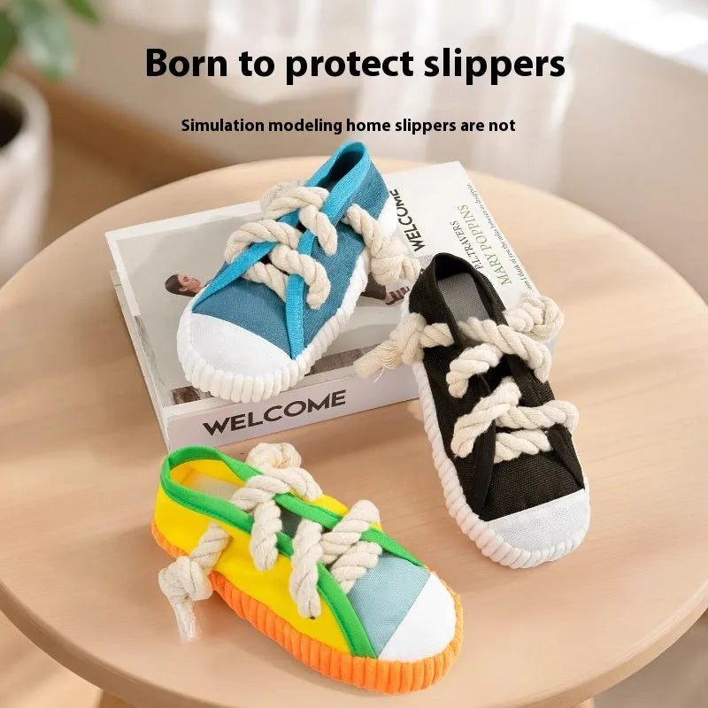 Plastic dog squeaker bite toy in yellow colour with chew-resistant construction
